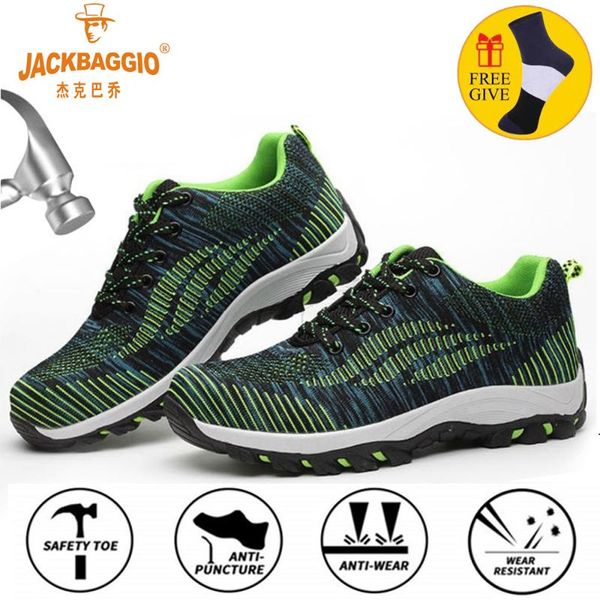 

safety shoes men steel toe work & safety boots men breathable puncture proof boots chaussure de securite sport casual shoes, Black