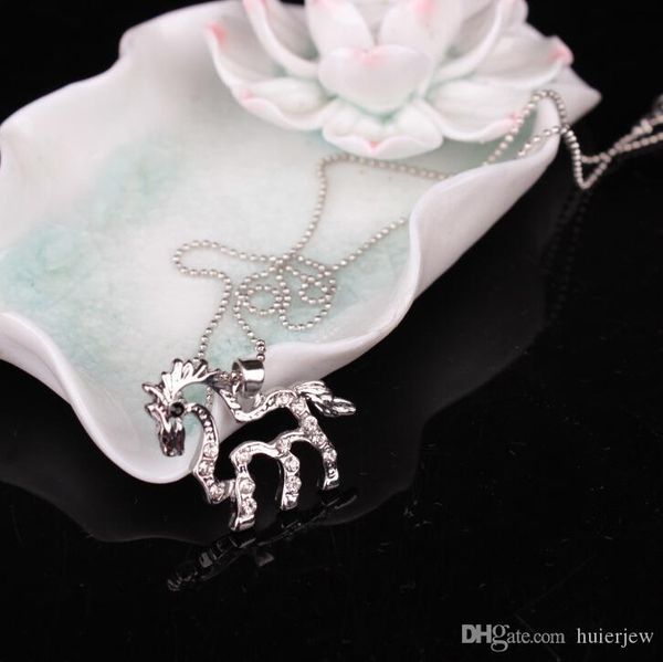 

horse necklace vintage collier y jewelry choker necklace women men kolye pendants collares chain necklace, Silver