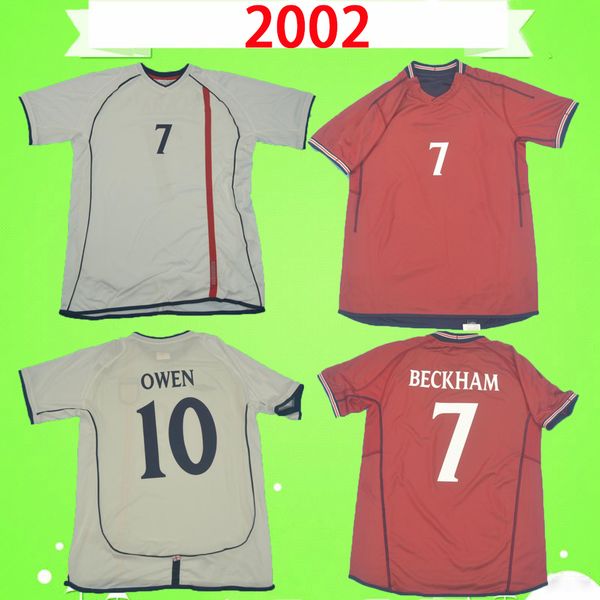 

retro 2002 soccer jerseys red blue vintage football shirts cole beckham owen sinclair 02 home away heskey scholes wear on both sides, Black;yellow