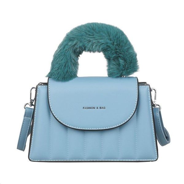

winter lady luxury soft faux fur chain crossbody bag designer lock plush handle square totes women 2020 handbag