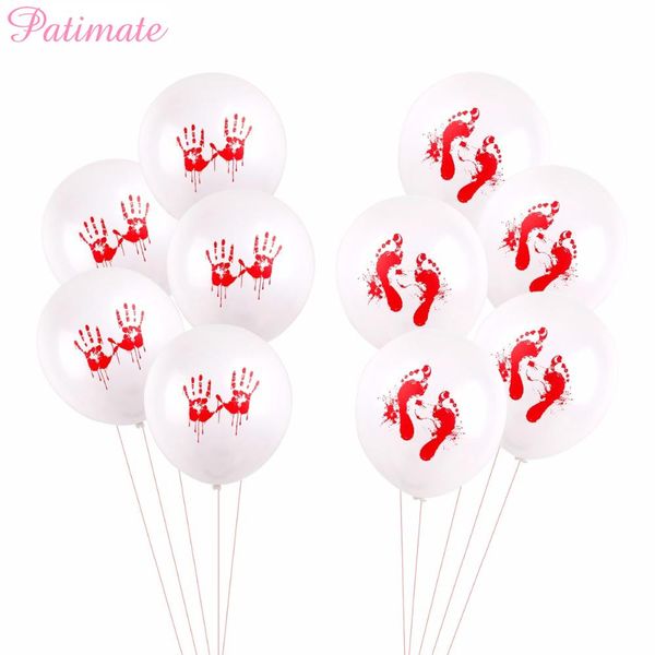 

10pcs 12 дюймов печатной латексных шаров хэллоуин foot руки кровь baloon halloween party украшение ballon партия событие поставка qylpdo
