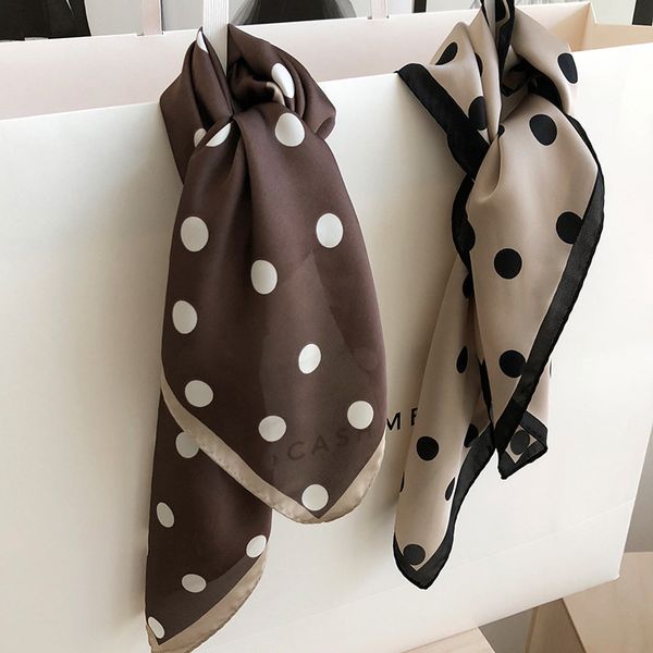 

silk scarves, small square scarves, women's versatile autumn and winter korean mother's temperament striped wave point fashion mid, Blue;gray