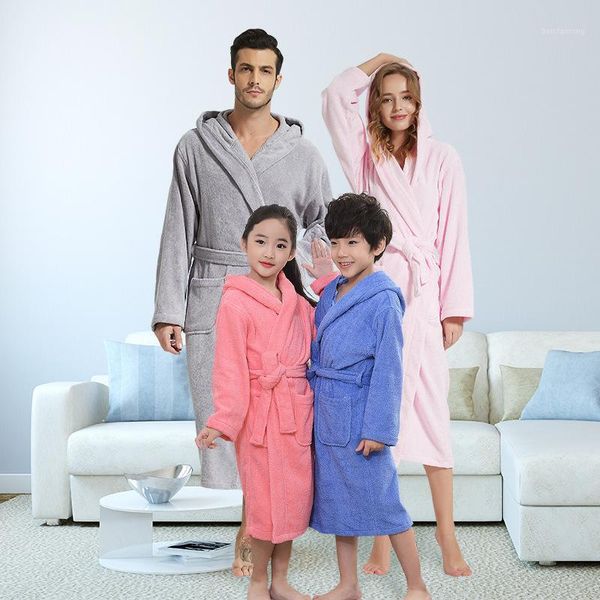 

cotton l hooded bathrobes autumn and winter thick towel material nightgown long hooded absorbent bathrobe1, Black;brown