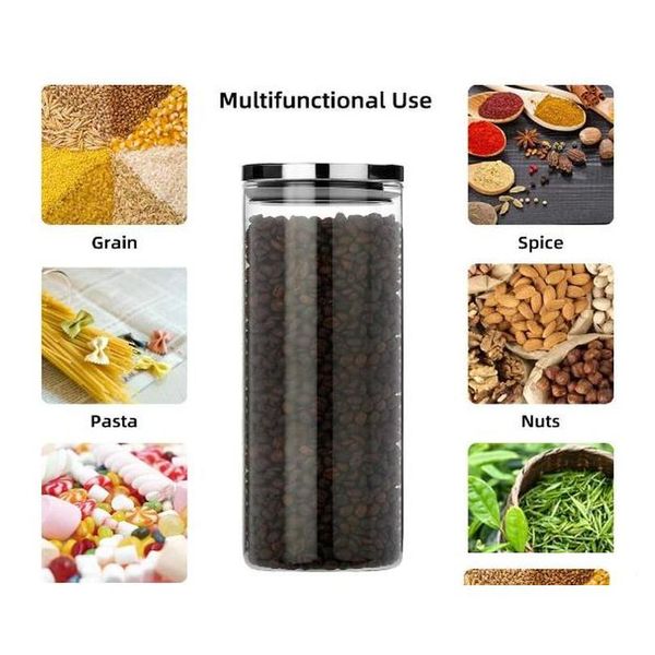 

glass food storage containers jar stainless steel lids 1000ml airtight canister organization sets stackable food qylyry lipper