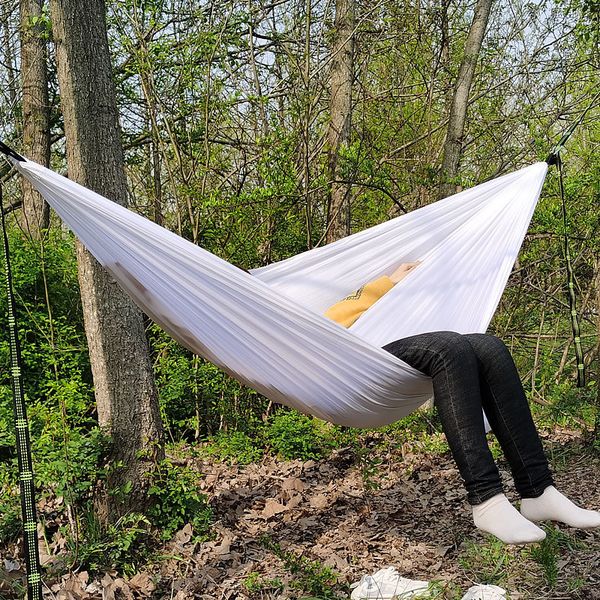 

blue white pink swing outdoor parachute hammock swing bed rede camping 1009