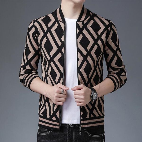 

international high-end sweater new soft warm zipper cardigan jacket fashion sweatshirt coat shirt m--4xl big size, Black;brown