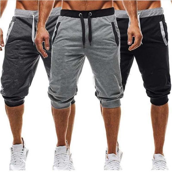 

fashion summer men casual sweatpants shorts 3/4 trousers short fitness clothing bodybuilding men shorts summer clothing new1, White;black