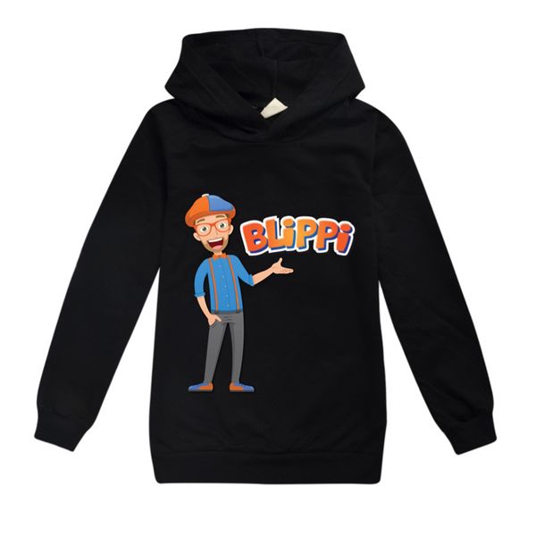 

new fashion blippi graphic children casual long sleeve hooded sweatshirt cotton boys girls funny pullover hoodies costume 1006, Blue