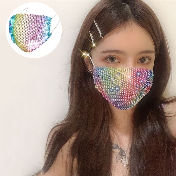

shining mask rhinestone decoration elastic mask 2020 jewellery dance party cosplay night club crystal masks face jewelry