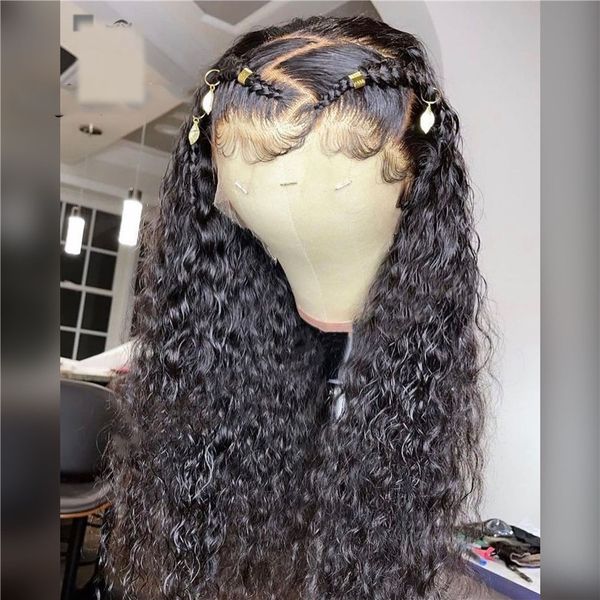 

lx brand synthetic 13*6 lace front wig 180 density long black loose curly wigs heat resistant with baby hair natural lace fiber wigsfactory