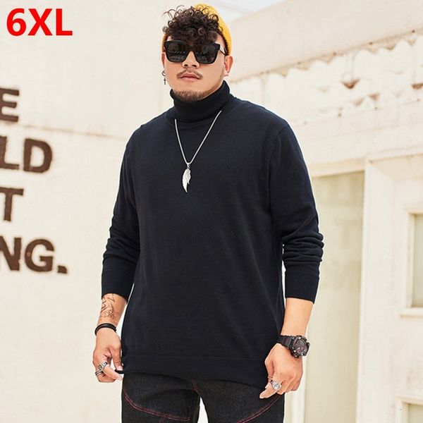 

large size men's high collar sweater male autumn man turtleneck plus size solid color bottoming sweater 6xl