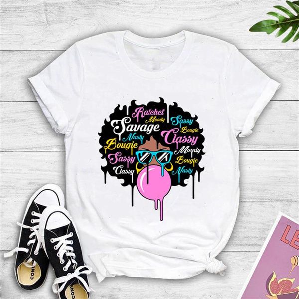 

bubble gum black girl print t shirt women short sleeve o neck loose tshirt women tee shirt female clothes camisetas mujer, White