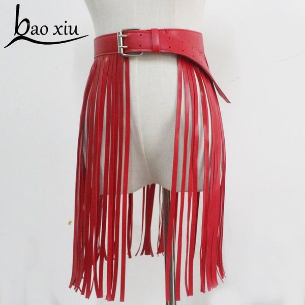 

2020 new fashion punk gothic faux leather fringed belt long tassel corset belt dress garter harness cage waist accessories, Black;brown