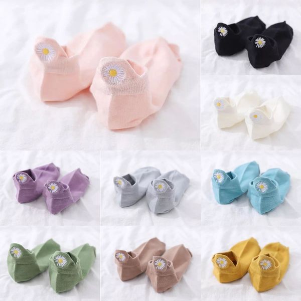 

pemtx весна и лето 2020 новый socksembroidered лодка sockswomen корейской пятки лодка вышивка носки хлопка цветочек daisy cezn9 носки embroi, Black