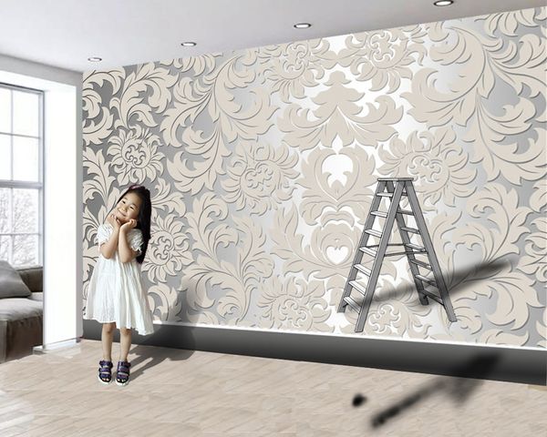Modern Duvar kağıdı Avrupa tarzı Klasik Çiçek Desen Zarif İç Dekorasyon 3d Lüks Duvar Duvar kağıdı 3d