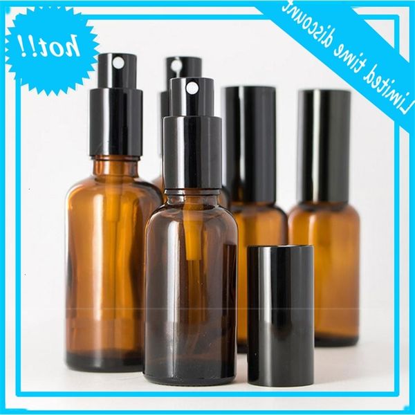 

cosmetic containers glass perfume bottle amber 30ml empty spray bottles with black gold caps
