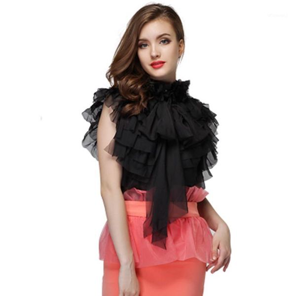 

new fashion 2020 designer women's cascading ruffles bow tank blouse1, White