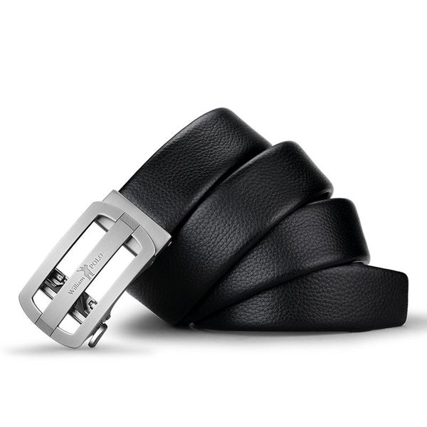 

men's automatic buckle leather trend business belt men, Black;brown
