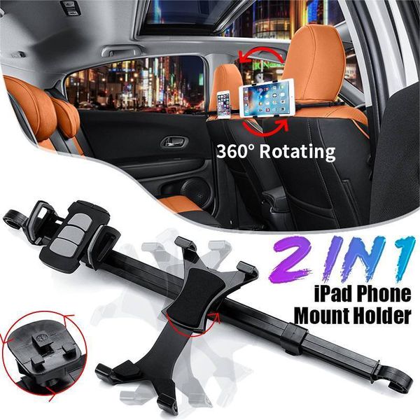 

back 360 dual seat mount holder ipad tablet pc stands bracket for pad rotating auto headrest car phone