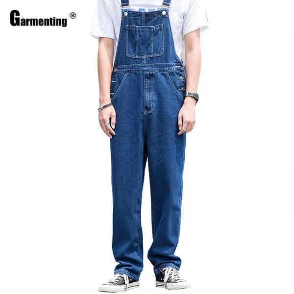 

men's jeans plus size fashion demin overalls loose pantalons 2021 spring autumn leisure strappy blue trousers men clothing