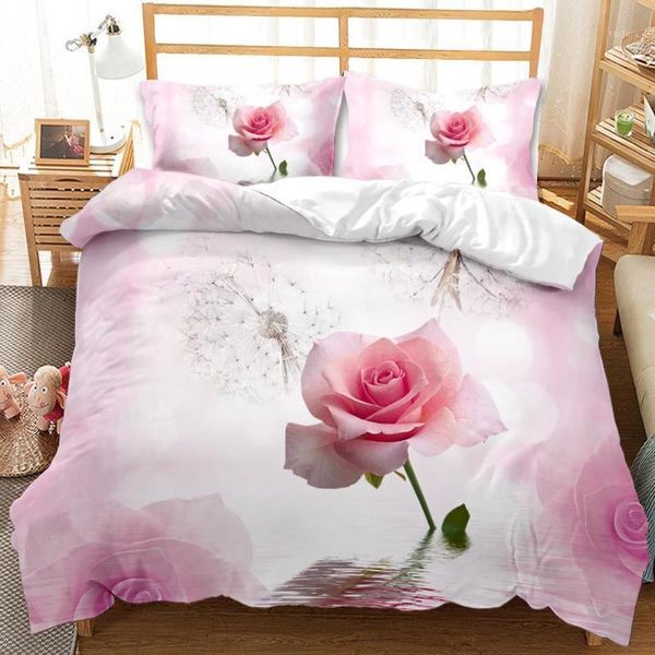 

valentine's day roses 3d printed bedding set duvet covers pillowcases comforter bedding set bedclothes bed linen1