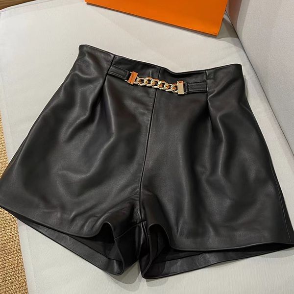 

shorts women high waist korean style fashion spring autumn luxury designer black genuine leather shorts female plus size, White;black