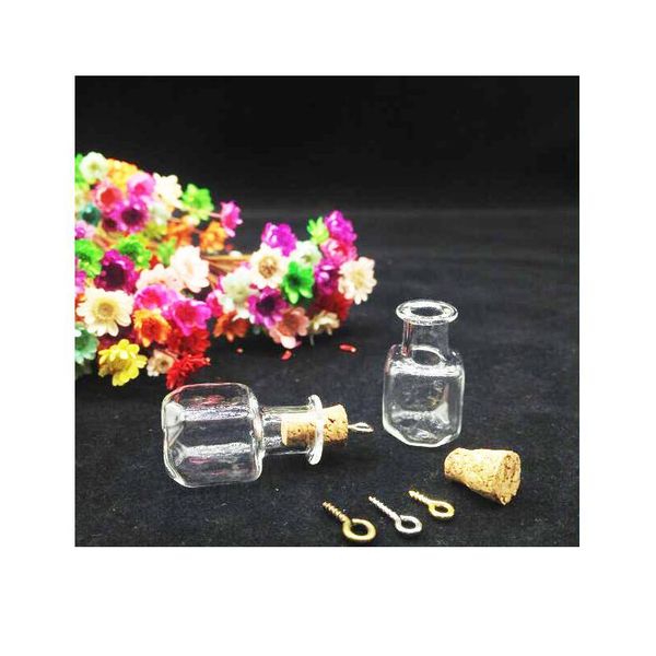 

20sets/lot mini empty square cube glass bottle light bulb shape vial cork ser jar with corked container mini diy e bbymqq, Black