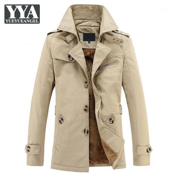 

winter fleece liner business casual trench mens slim fit thick warm windbreakers coat high street men overcoat large size -5xl1, Tan;black