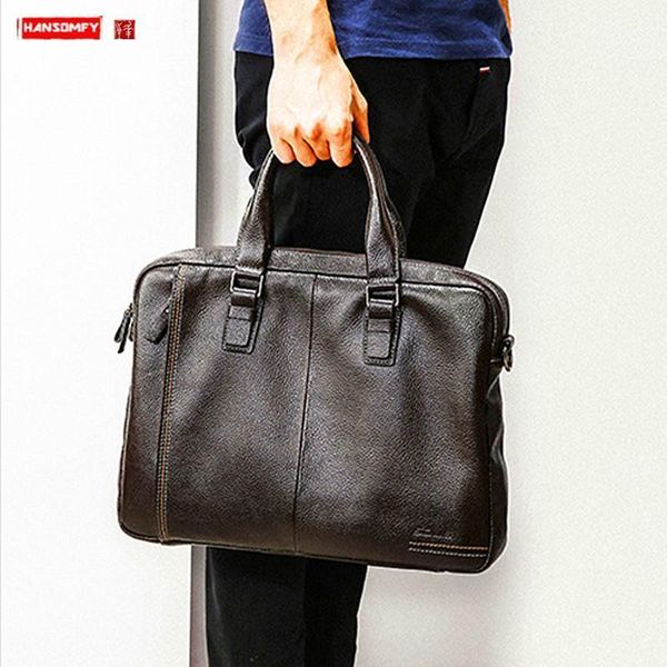 

briefcases men's handbags, leather lapbag, horizontal bags, business cowhide briefcase, shoulder messenger casual bags1