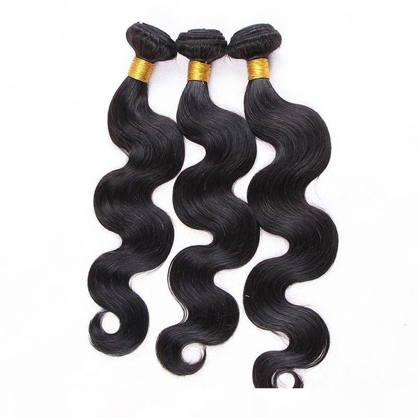 

brazilian virgin human hair bundles body wave weave natural black color, 100gr one piece & 4pcs pack, dhl