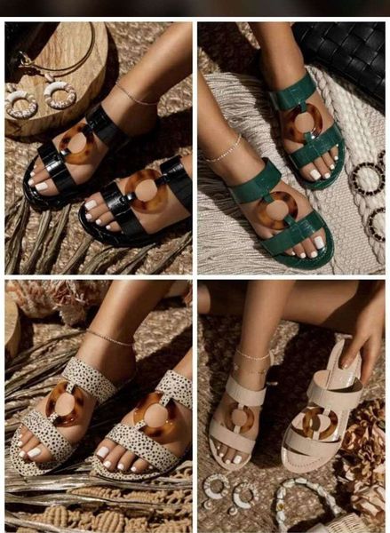 

q5so fashion lady faux fox striped fur slippers sandals strap furry fluffy fuzzy women 2020 fashion outdoor open-back toeless double summer, Black