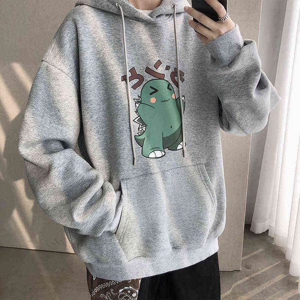 

designerautumn and winter men's fun anime cartoon letter printing plus fleece hooded hoodies, Black