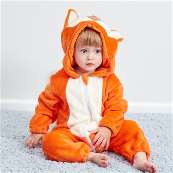 

rompers winter warm overalls cartoon animals hoodied mouse milk cow fox coral fleece one piece newborn baby boy bebe y200320, Blue