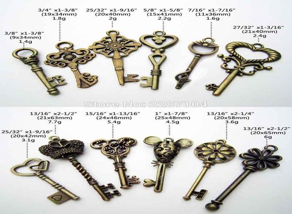 

18шт лот бронзового vintage retro old look decor отмычка ожерелье лук steampunk подвеска зафиксируйте ювелирные изделия diy 7 bbytsj hotstor