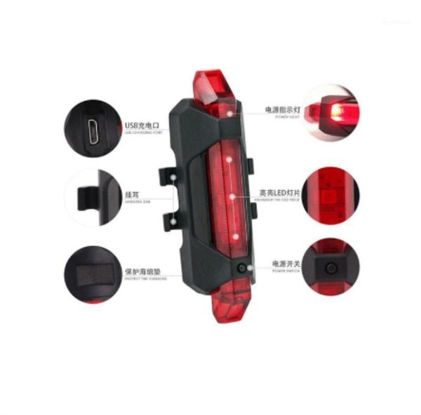 

bike bicycle light rechargeable led taillight usb rear tail safety warning cycling light portable flash super / 200pcs1