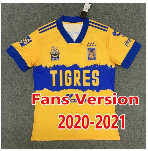 

men kids 2020 2021 uanl tigres gignac soccer jerseys player version kits 20 21 vargas camiseta maillot home away mexico football shirts, Black;yellow
