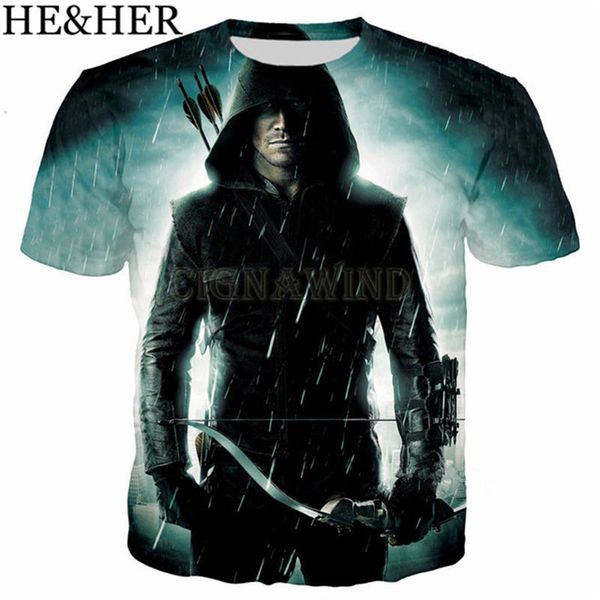 

green arrow printed 3d cool oliver queen men 3d print shirts aesthetic horror horror men clothing