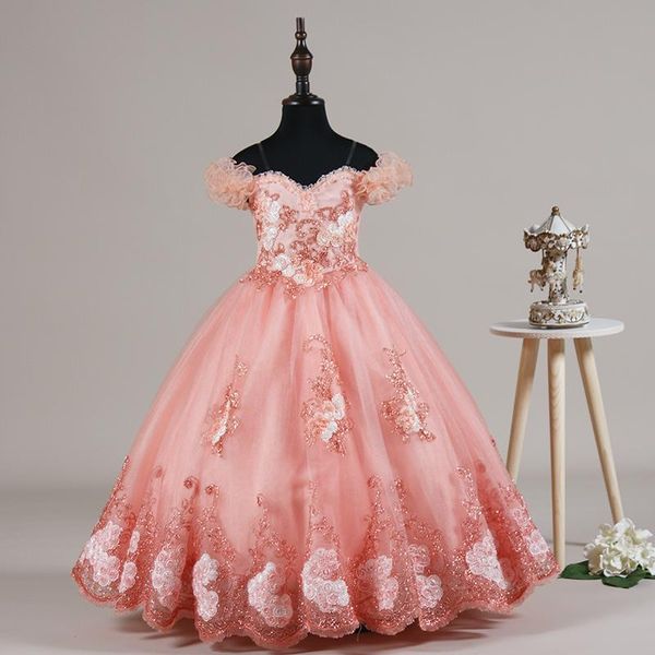 

girl's dresses sweet spaghetti straps flower girl dress for wedding kids prom pageant gowns children walk show birthday party clothing, Red;yellow