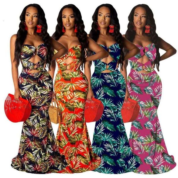 

banggu digital print fashion guangzhou wind wrapped chest dress, Black;gray