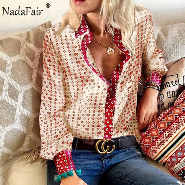 

nadafair floral vintage satin blouse women 2019 autumn casual long sleeve elegant plus size office silk blous shirts1, White