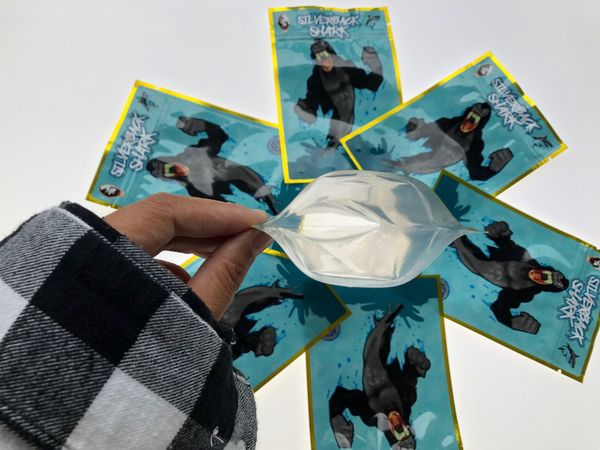 

silverback shark shark bakery jokes up smell-proof resealable 3.5-7g mylar bags local empty bag edibles packaging qylio mywjqq