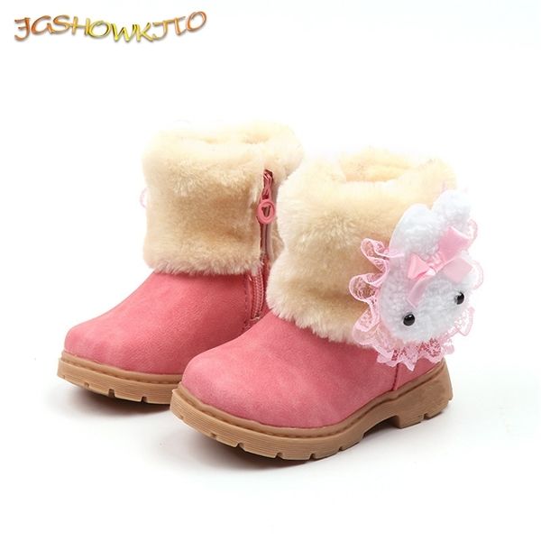 

2020 winter girls boots warm cotton with cartoon rabbit lace kids boots fashion snow boots children kids shoes for toddler girl 1028, Black;grey