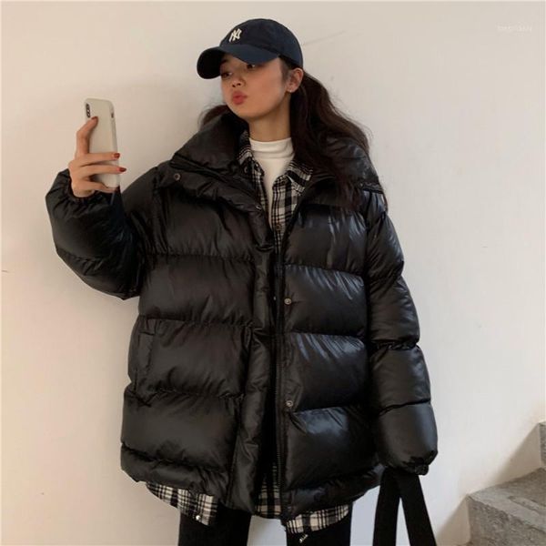 

2020 autumn/winter version of the new fashion loose all-match casual bread clothing thickened warm cotton coat cotton clothing1, Black