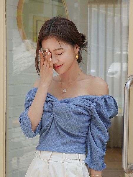 

dazy off shoulder twist front blouse 25am#, White