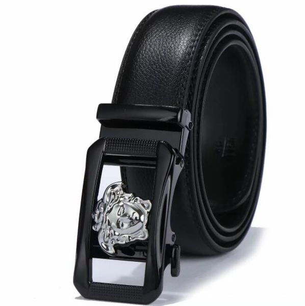 

leather belt with metal automatic buckle selling men's leather belt, Blue;gray