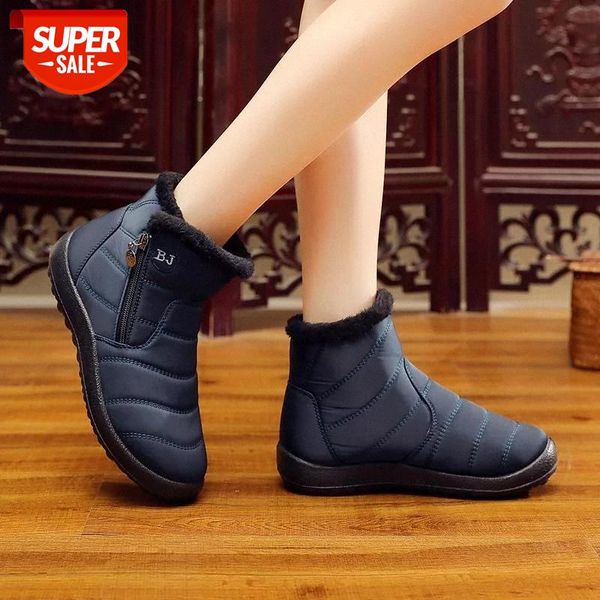 

warm plush snow boots women shoes plus size 2020 women winter boots waterproof casual shoes woman zipper ankle botas mujer #qw9b, Black