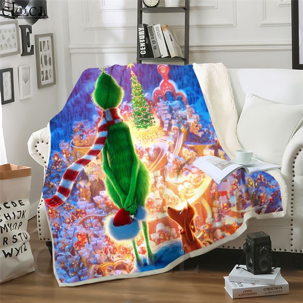 

cloocl new grinch stole christ the grinch 3d print casual style conditioning blanket sofa teens bedding throw blankets plush quilt