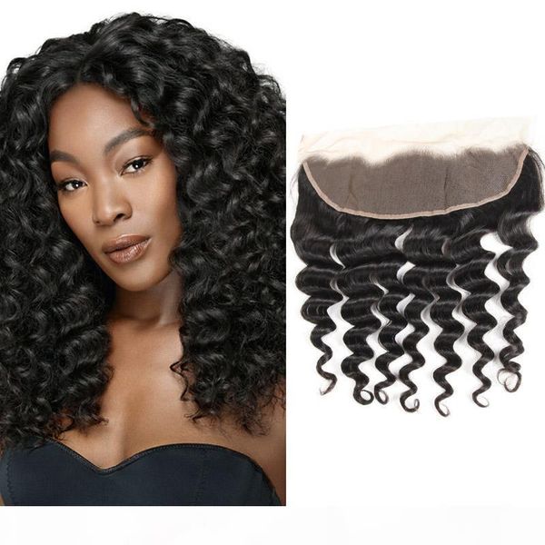 

indian raw virgin hair 13x4 lace frontal deep wave yirubeauty curly frontal 8-22inch pre plucked hair products closures, Black;brown