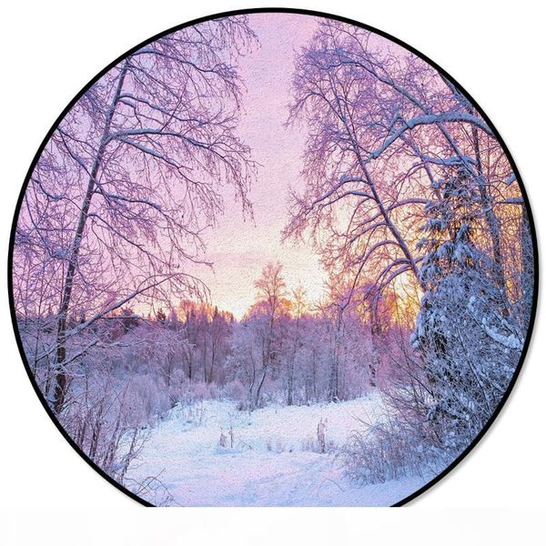 

forest birch trees snow sunset printed large round carpets for living room bedroom area rugs soft home decor rug kitchen mats