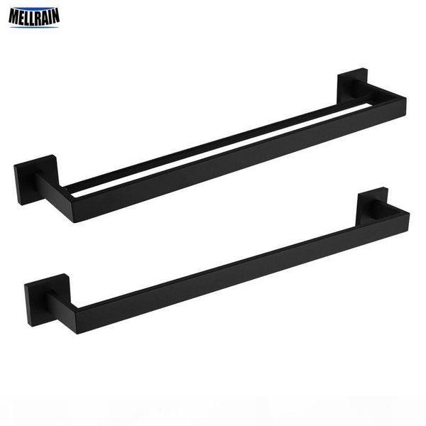 

bathroom black wall mounted towel rack stainless steel bars simple square design towel holder